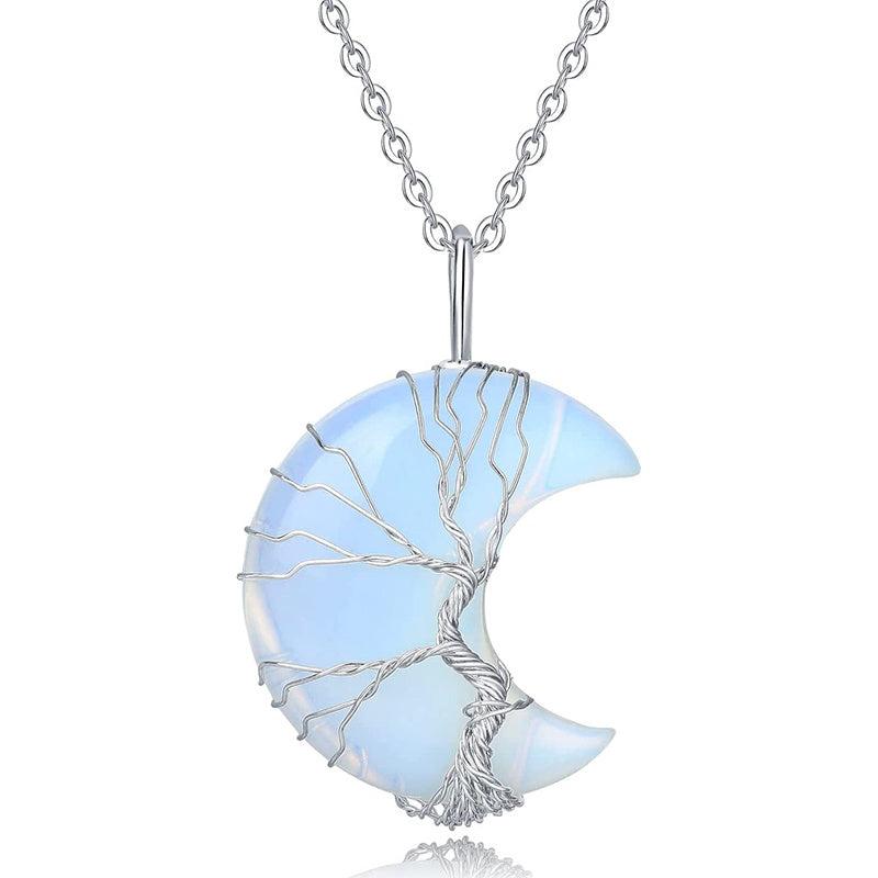 Bohemian Tree of Life Amethyst Necklace Healing Crystal Pendant