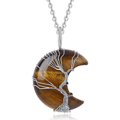 Bohemian Tree of Life Amethyst Necklace Healing Crystal Pendant