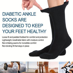 Diabetic Crew Socks Non Binding Wide Top Comfort & Support 4 Pairs