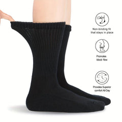 Diabetic Crew Socks Non Binding Wide Top Comfort & Support 4 Pairs