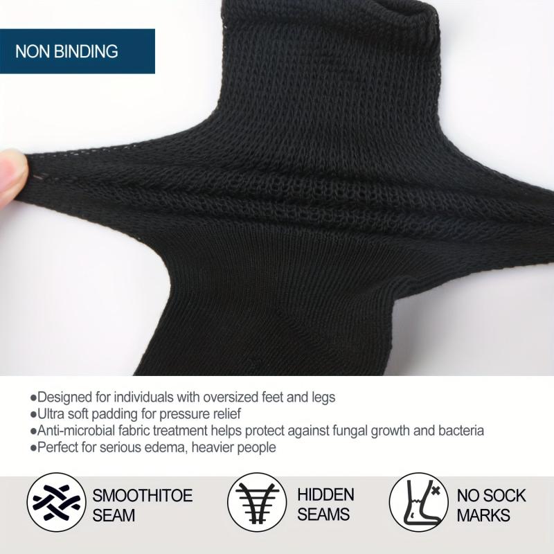 Diabetic Crew Socks Non Binding Wide Top Comfort & Support 4 Pairs