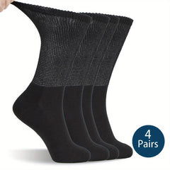 Diabetic Crew Socks Non Binding Wide Top Comfort & Support 4 Pairs