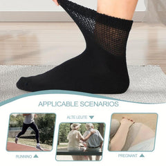 4 Pack Non-Binding Diabetic Socks Loose Top Seamless Toe Ankle Socks