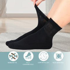 4 Pack Non-Binding Diabetic Socks Loose Top Seamless Toe Ankle Socks