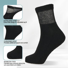 4 Pack Non-Binding Diabetic Socks Loose Top Seamless Toe Ankle Socks