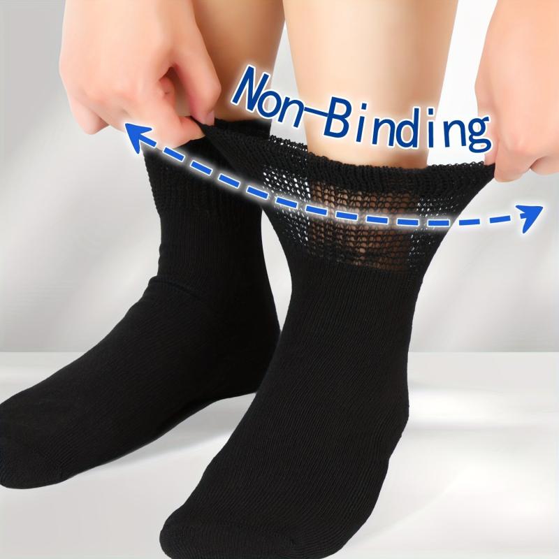4 Pack Non-Binding Diabetic Socks Loose Top Seamless Toe Ankle Socks