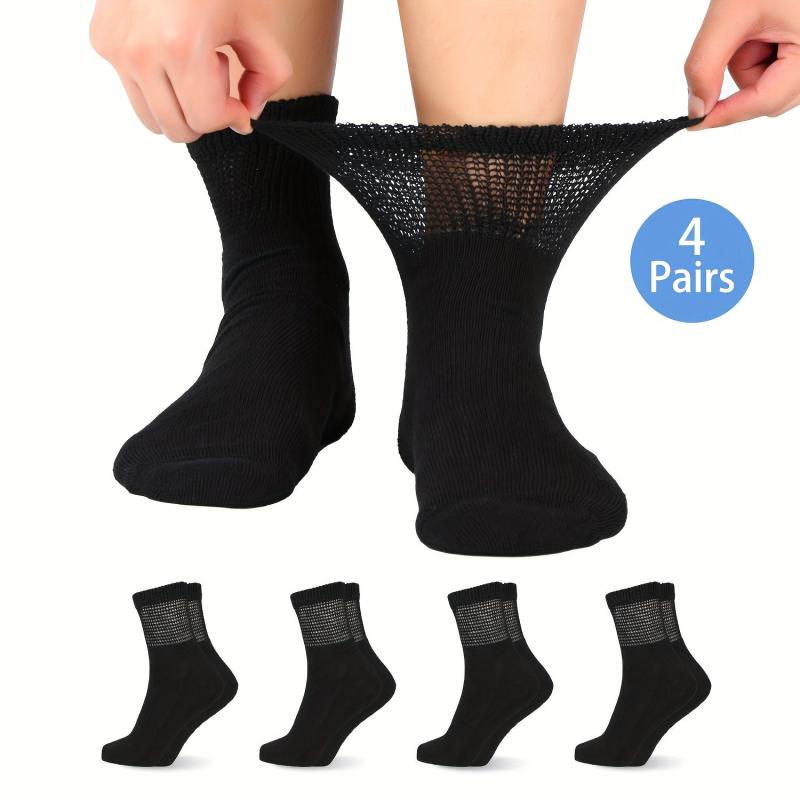 4 Pack Non-Binding Diabetic Socks Loose Top Seamless Toe Ankle Socks