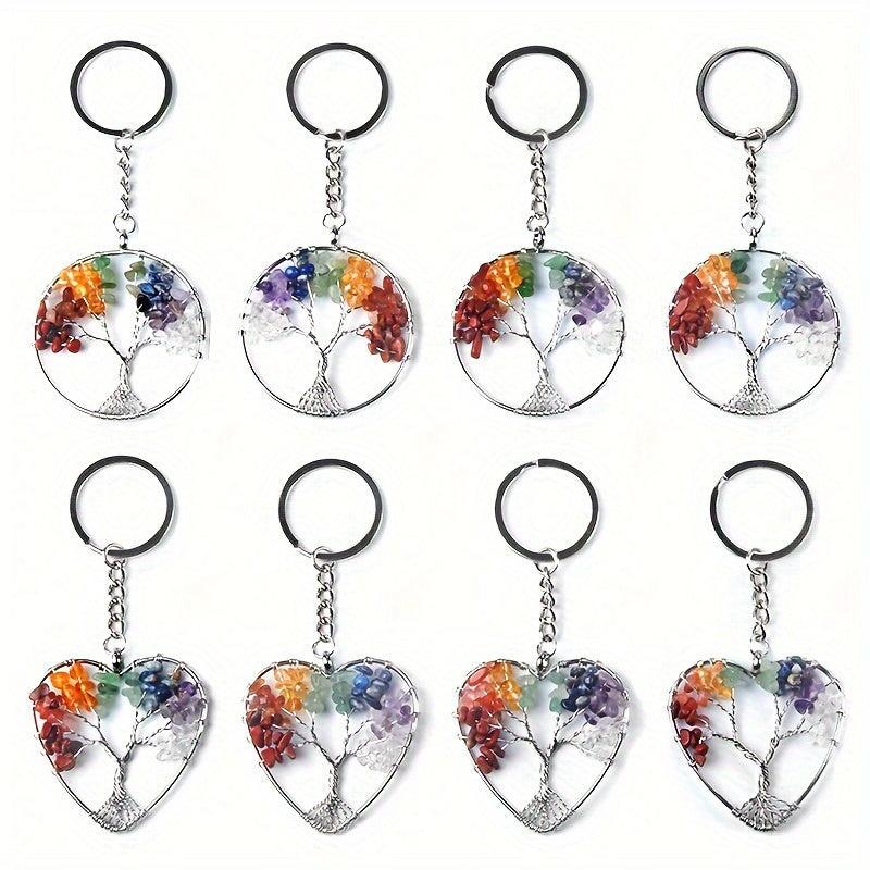 Colorful Crystal Life Tree Key Chain Chakra Pendant