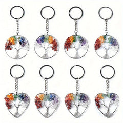Colorful Crystal Life Tree Key Chain Chakra Pendant