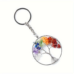 Colorful Crystal Life Tree Key Chain Chakra Pendant