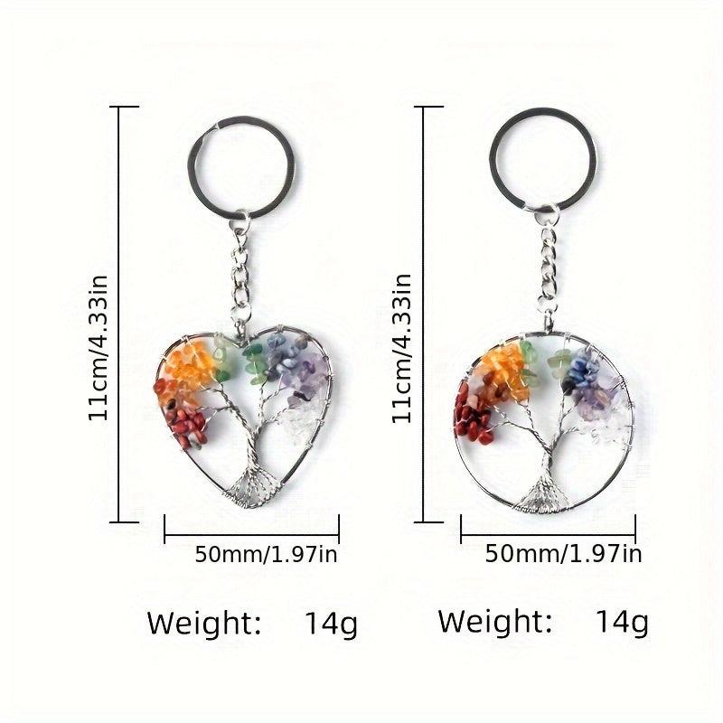 Colorful Crystal Life Tree Key Chain Chakra Pendant