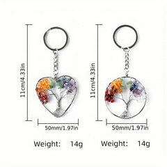 Colorful Crystal Life Tree Key Chain Chakra Pendant