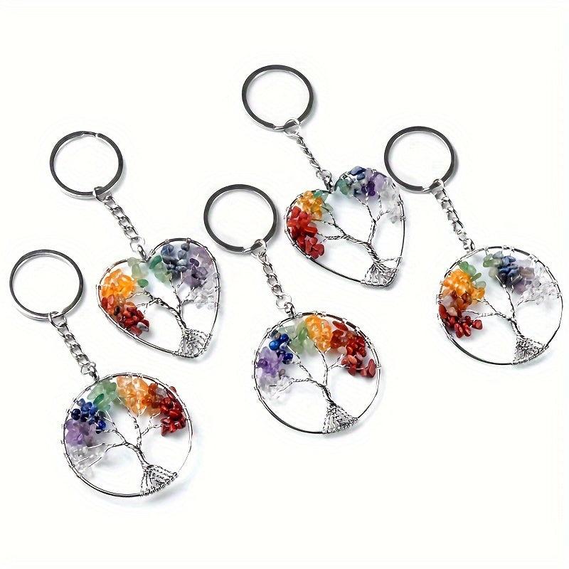 Colorful Crystal Life Tree Key Chain Chakra Pendant