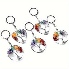 Colorful Crystal Life Tree Key Chain Chakra Pendant