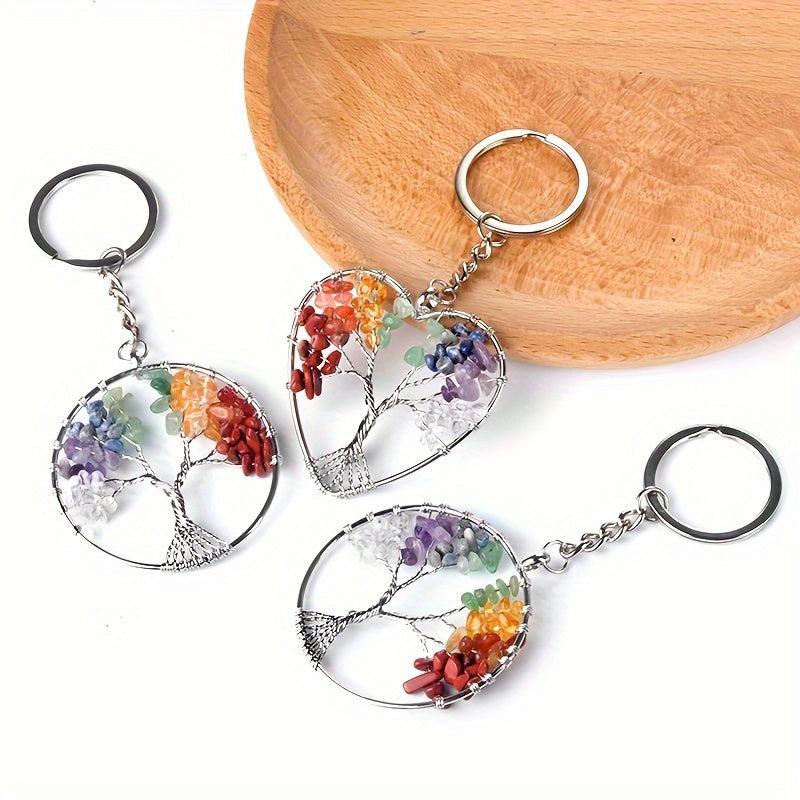 Colorful Crystal Life Tree Key Chain Chakra Pendant