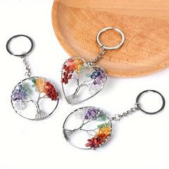 Colorful Crystal Life Tree Key Chain Chakra Pendant