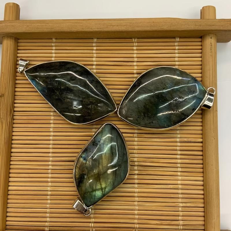 2pcs Labradorite Stone Pendant Flash Stone Pendant DIY Gift Decor