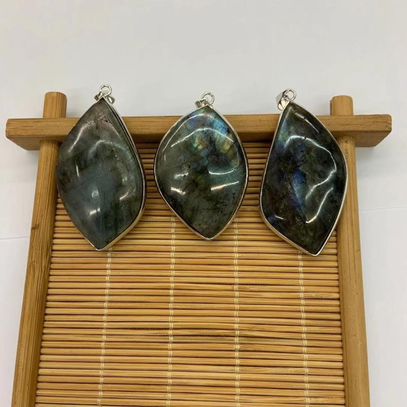 2pcs Labradorite Stone Pendant Flash Stone Pendant DIY Gift Decor
