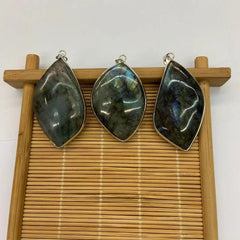 2pcs Labradorite Stone Pendant Flash Stone Pendant DIY Gift Decor