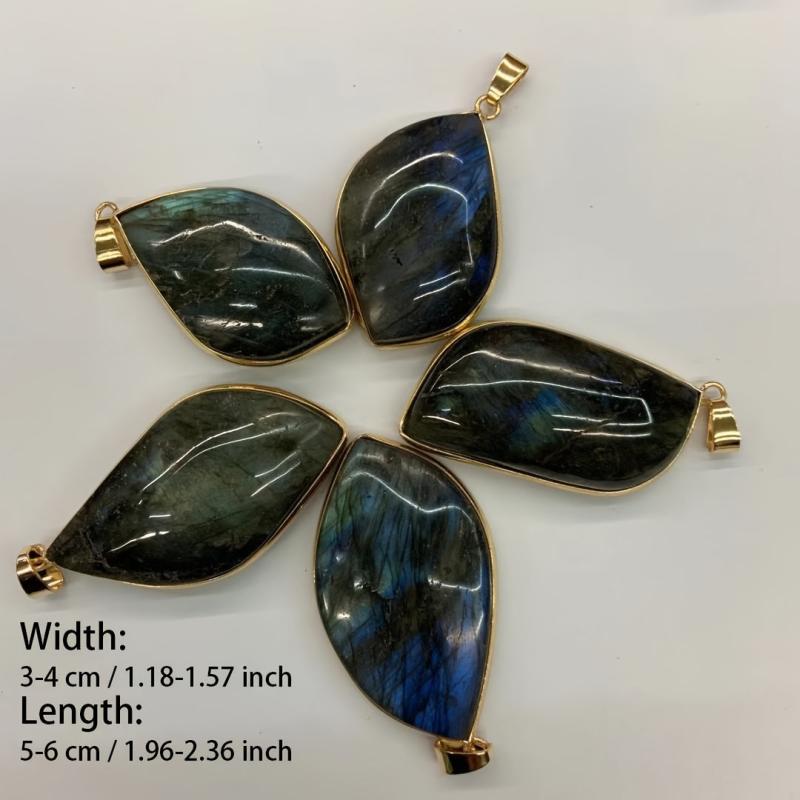 2pcs Labradorite Stone Pendant Flash Stone Pendant DIY Gift Decor