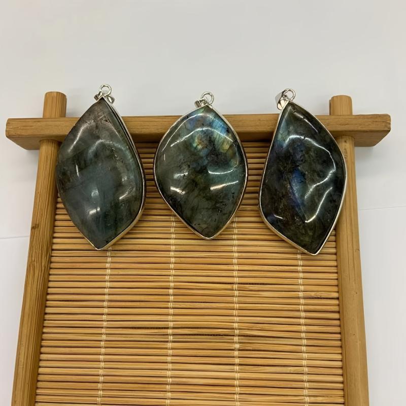 2pcs Labradorite Stone Pendant Flash Stone Pendant DIY Gift Decor