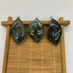 2pcs Labradorite Stone Pendant Flash Stone Pendant DIY Gift Decor