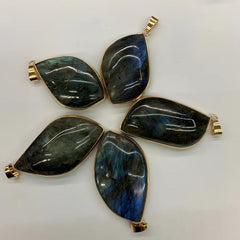 2pcs Labradorite Stone Pendant Flash Stone Pendant DIY Gift Decor