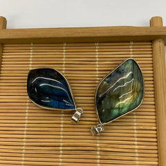2pcs Labradorite Stone Pendant Flash Stone Pendant DIY Gift Decor