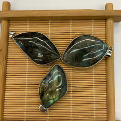 2pcs Labradorite Stone Pendant Flash Stone Pendant DIY Gift Decor