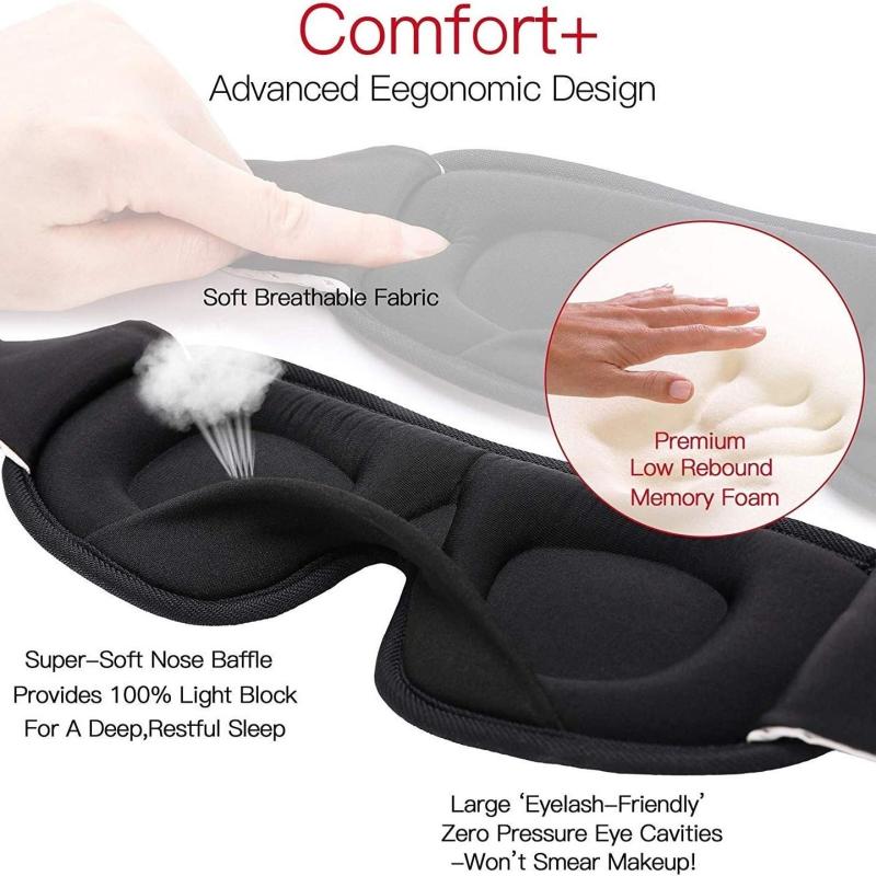 3D Sleeping Eye Mask 100 Lights Blockout Memory Foam Eye Cover