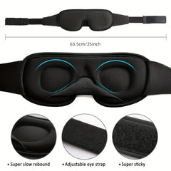 3D Sleeping Eye Mask 100 Lights Blockout Memory Foam Eye Cover