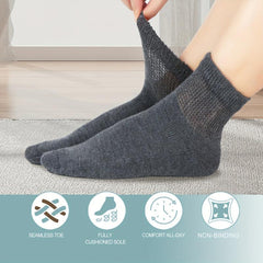 4 Pack Diabetic Socks Men Loose Top Seamless Toe Ankle Thick Cushion Socks