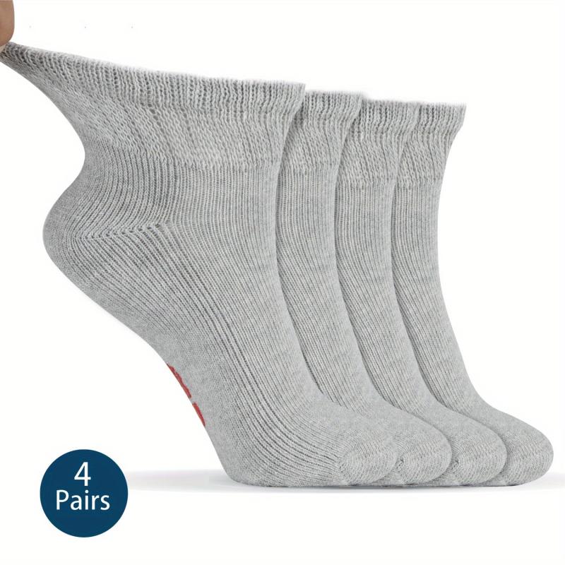4 Pairs Diabetic Ankle Socks Mens Womens Non Binding Socks Loose Fit