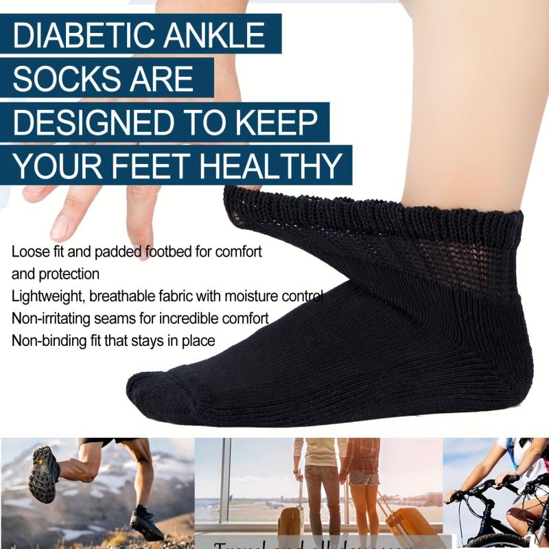 4 Pairs Diabetic Ankle Socks Mens Womens Non Binding Socks Loose Fit
