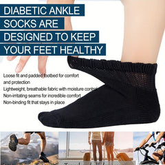 4 Pairs Diabetic Ankle Socks Mens Womens Non Binding Socks Loose Fit