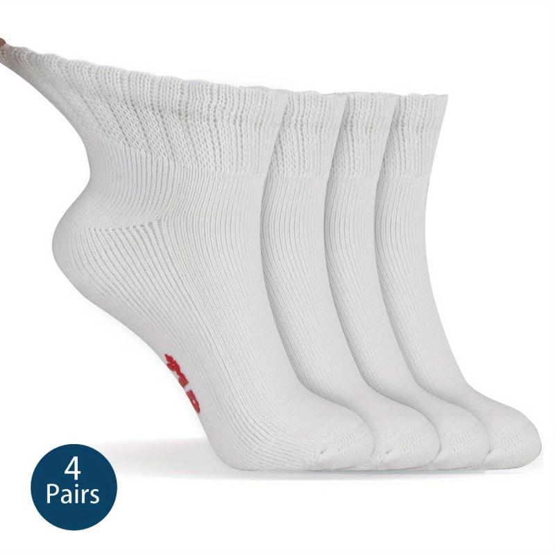 4 Pairs Diabetic Ankle Socks Mens Womens Non Binding Socks Loose Fit