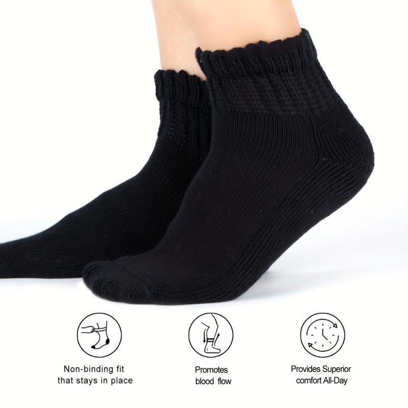 4 Pairs Diabetic Ankle Socks Mens Womens Non Binding Socks Loose Fit