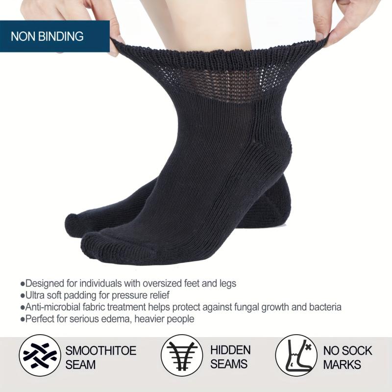 4 Pairs Diabetic Ankle Socks Mens Womens Non Binding Socks Loose Fit