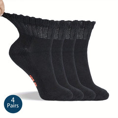 4 Pairs Diabetic Ankle Socks Mens Womens Non Binding Socks Loose Fit
