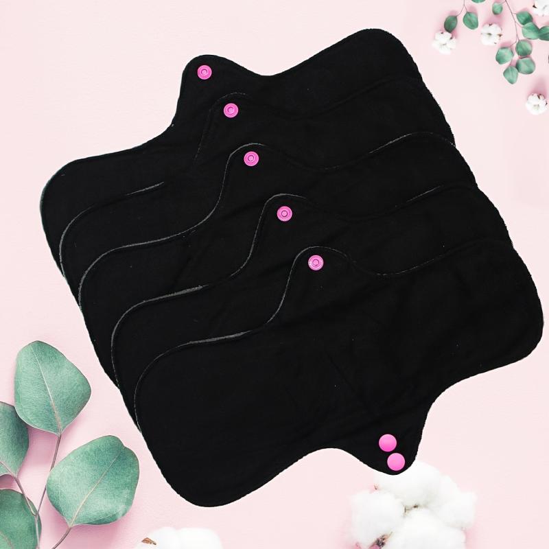 5pcs Reusable High Flow Bamboo Cloth Pads Women's Sanitary Napkin Set