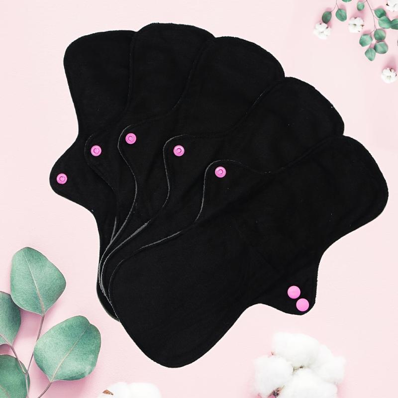 5pcs Reusable High Flow Bamboo Cloth Pads Women's Sanitary Napkin Set