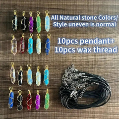 20pcs Natural Quartz Gemstone Healing Crystal Pendants & Necklace