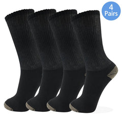 4 Pairs Men's Diabetic Crew Socks Non Binding Seamless Toe Soft Breathable