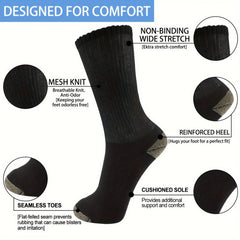 4 Pairs Men's Diabetic Crew Socks Non Binding Seamless Toe Soft Breathable
