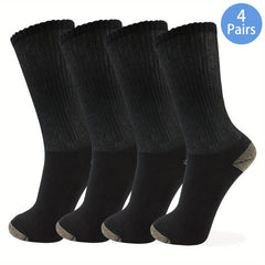 4 Pairs Men's Diabetic Crew Socks Non Binding Seamless Toe Soft Breathable