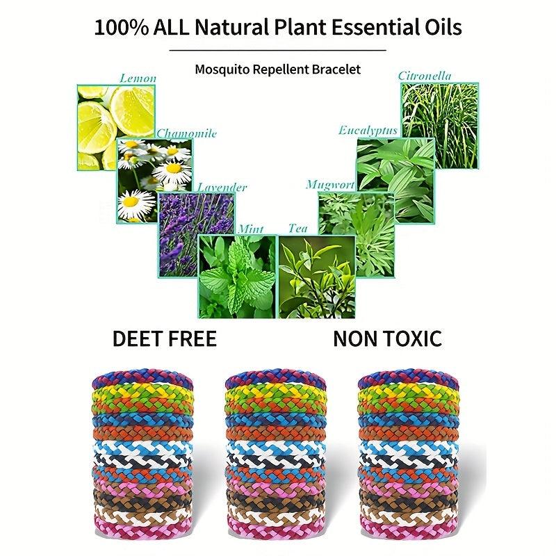12pcs Mosquito Repellent Bracelet Essential Oil Anti-mosquito Woven Leather