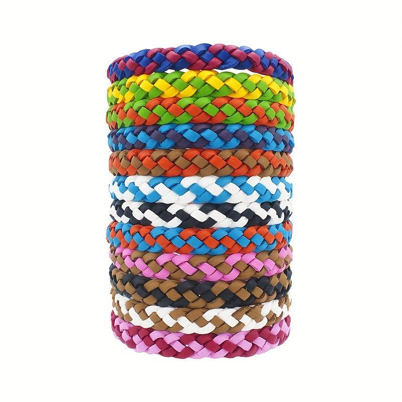12pcs Mosquito Repellent Bracelet Essential Oil Anti-mosquito Woven Leather