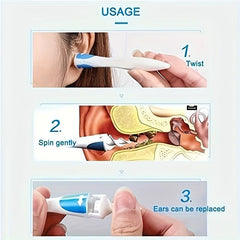 Soft Silicone Ear Wax Remover Tool with 16 Replacement Heads - Easy to Use