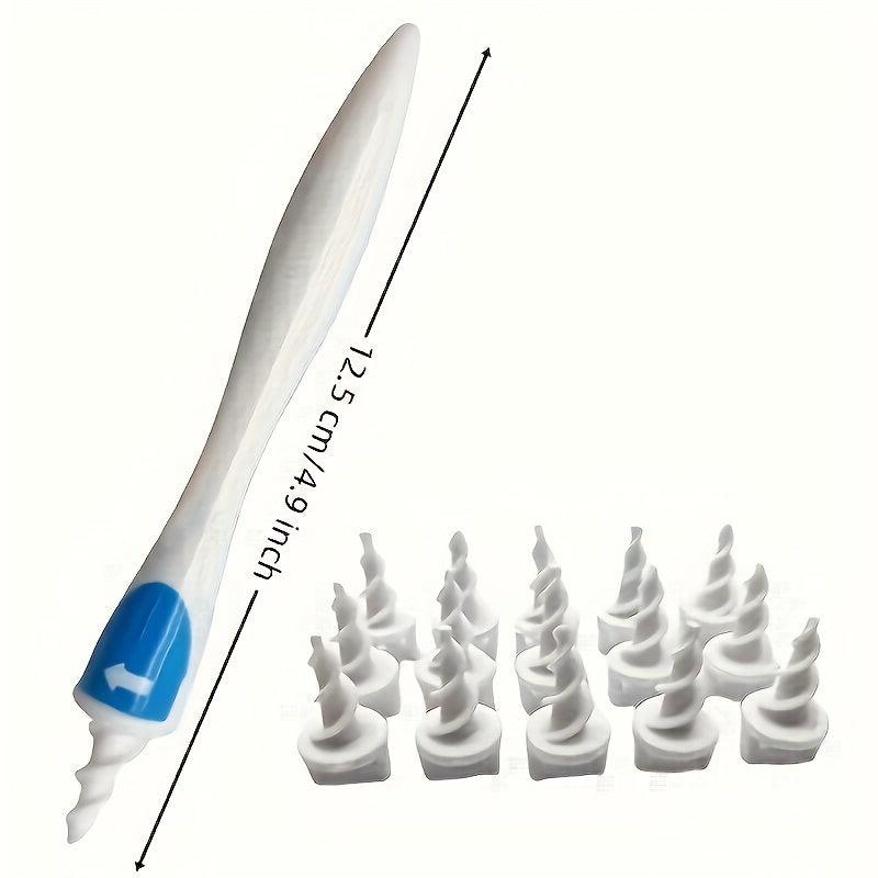 Soft Silicone Ear Wax Remover Tool with 16 Replacement Heads - Easy to Use