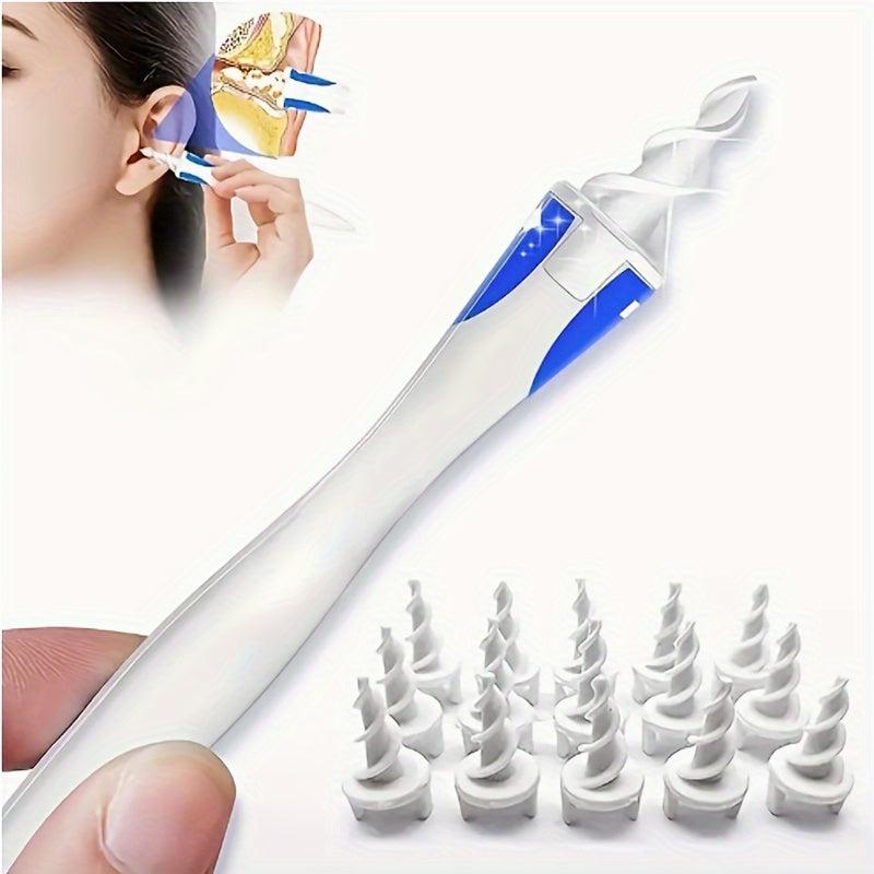 Soft Silicone Ear Wax Remover Tool with 16 Replacement Heads - Easy to Use